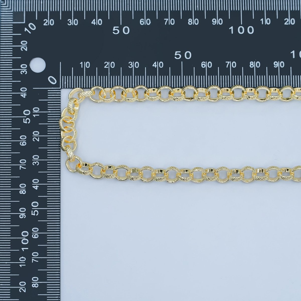 14K Gold Plated Rolo Cable Chain by Yard, Gold Plated Cable Rolo Chain, Wholesale bulk Roll Chain for Jewelry Making, Thickness 2mm, ROLL - 030 Clearance Pricing - DLUXCA