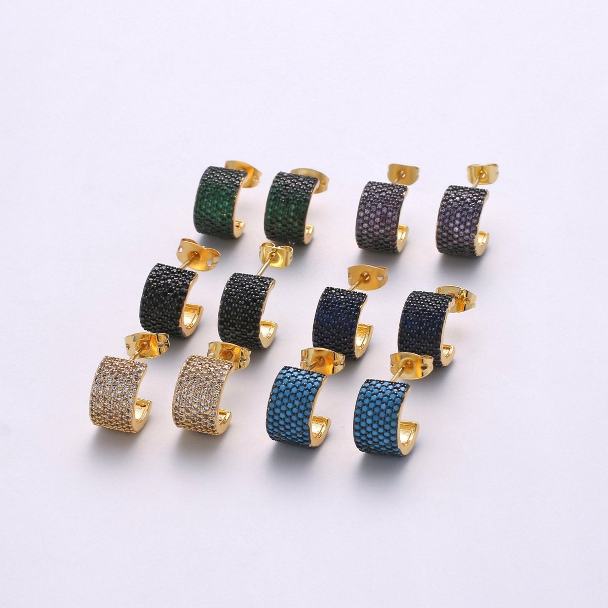 14K Gold Plated Sterling Silver Tiny Aqua Turquoise Hoop Earrings, Huggie Hoops, Small Dainty Hoop Earring, Something Blue, Cartilage Q-155 - Q-159