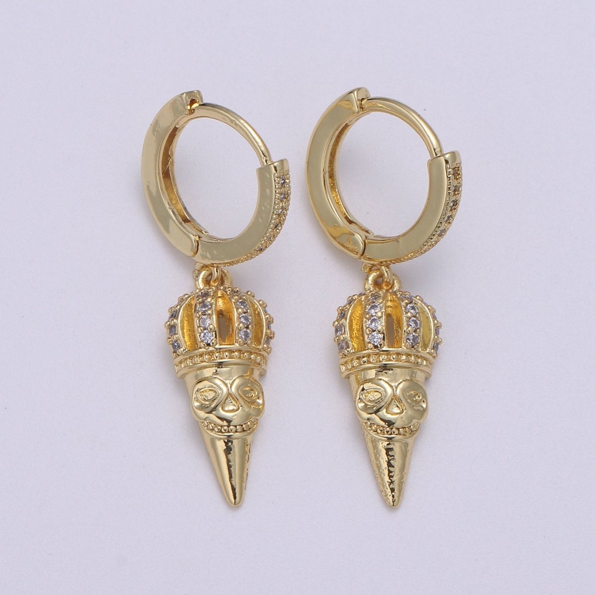 14k Gold spike earring, Spike hoop earrings, Pendulum huggie, Gift for her, Tiny hoop earrings Dangle earrings P-048 P-049