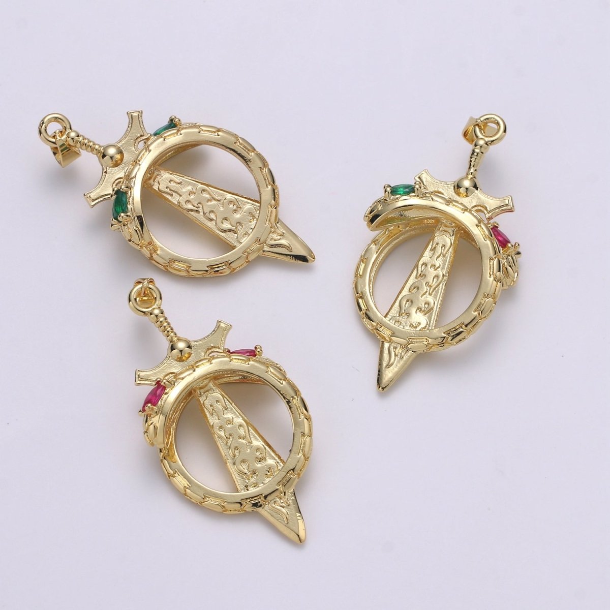 14K Gold Viking Sword Charm, Sword Pendant, 14K Gold Filled sword Charm for Necklace Bracelet Supply J-036~J-038