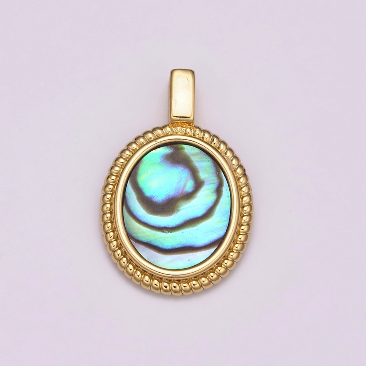 14K Yellow Gold Filled Oval Gemstone Medallion Pendant Abalone, Tiger Eye, Carnelian, Black ,Green Agate for Vintage Classic Minimalist Jewelry N-478 - N-482