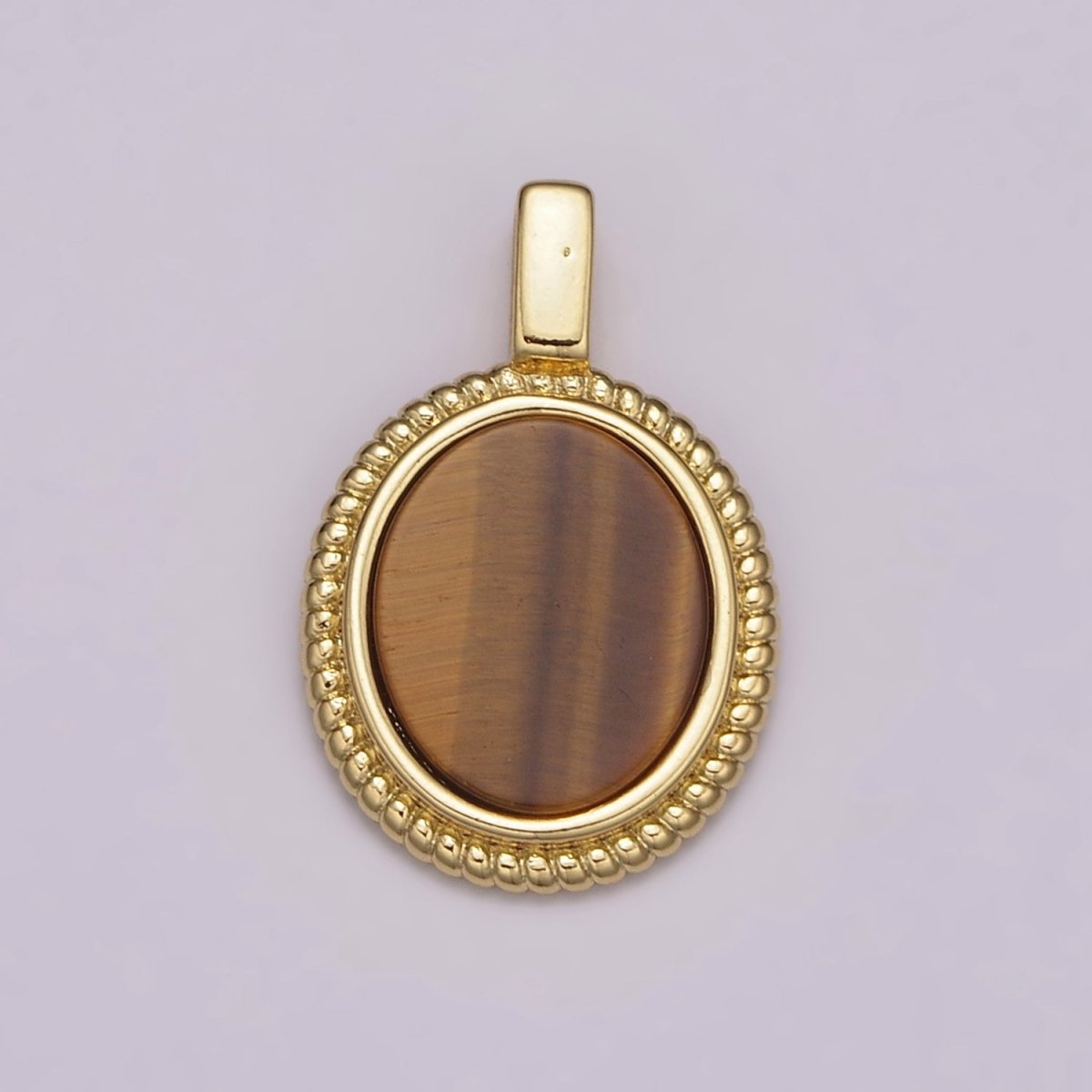 14K Yellow Gold Filled Oval Gemstone Medallion Pendant Abalone, Tiger Eye, Carnelian, Black ,Green Agate for Vintage Classic Minimalist Jewelry N-478 - N-482