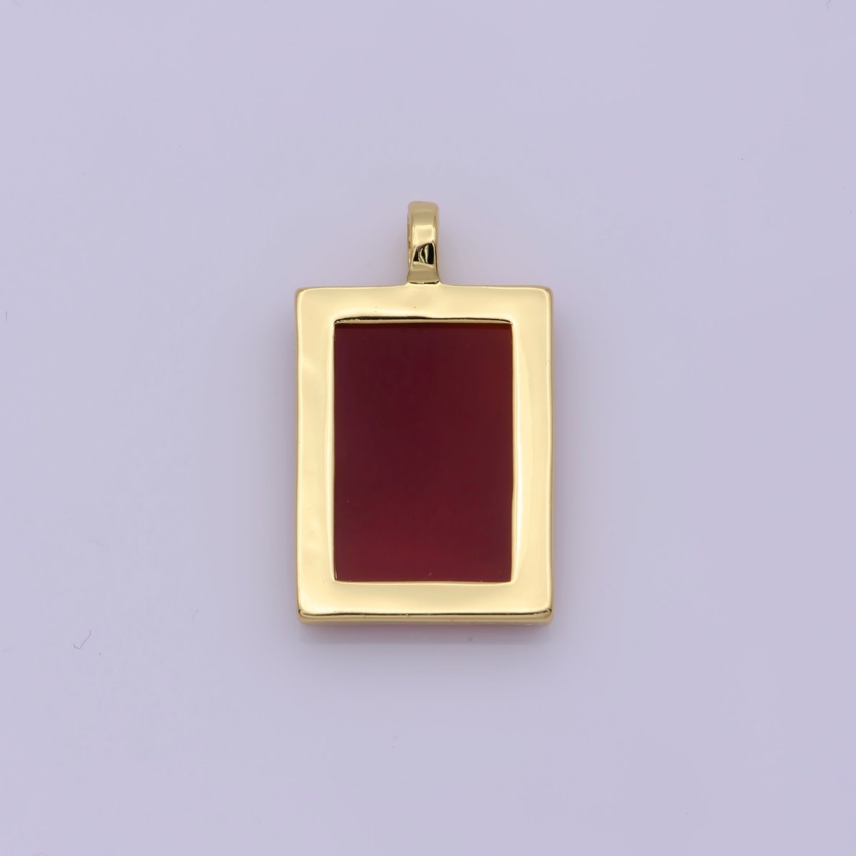 14K Yellow Gold Filled Rectangle Gemstone Medallion Pendant Tiger Eye, Carnelian ,Green Agate for Minimalist Classic Jewelry N-487 - N-490
