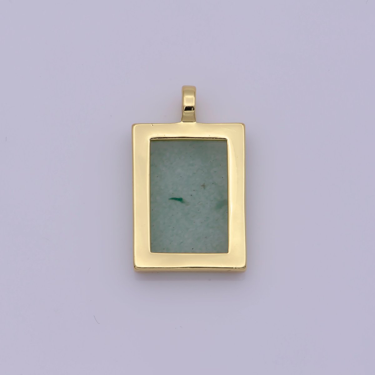 14K Yellow Gold Filled Rectangle Gemstone Medallion Pendant Tiger Eye, Carnelian ,Green Agate for Minimalist Classic Jewelry N-487 - N-490