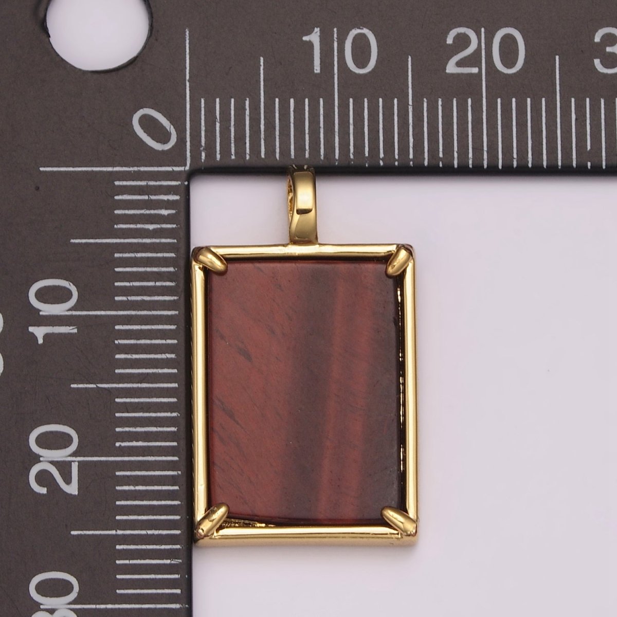 14K Yellow Gold Filled Rectangle Gemstone Medallion Pendant Tiger Eye, Carnelian ,Green Agate for Minimalist Classic Jewelry N-487 - N-490