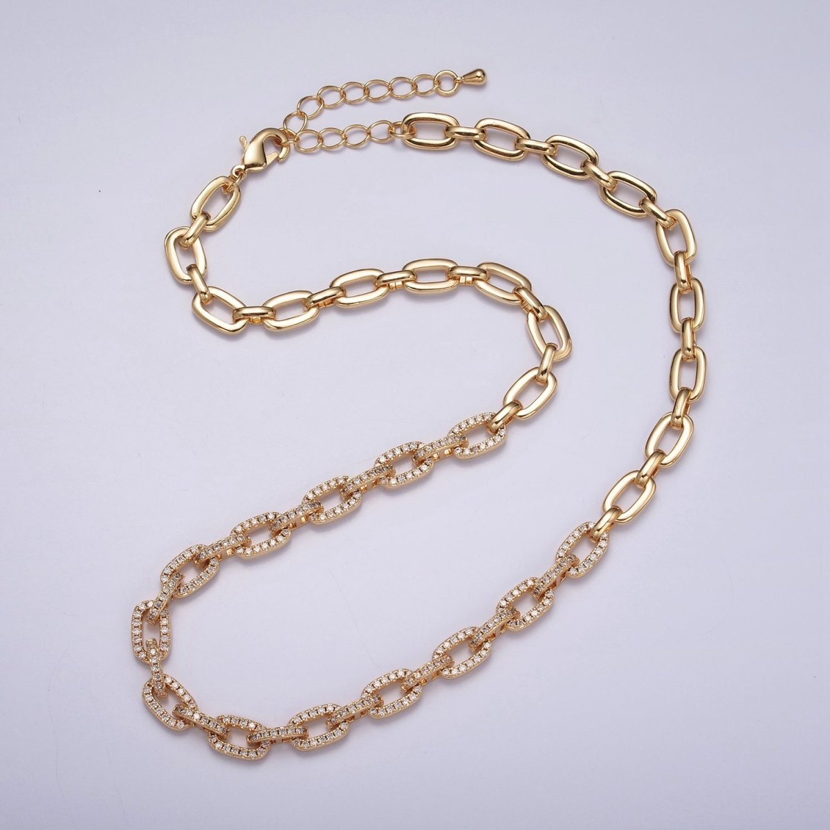 15.5 Inch Micro Pave Cubic Zirconia Cable Chain Necklace | WA-1004 WA-1005 Clearance Pricing