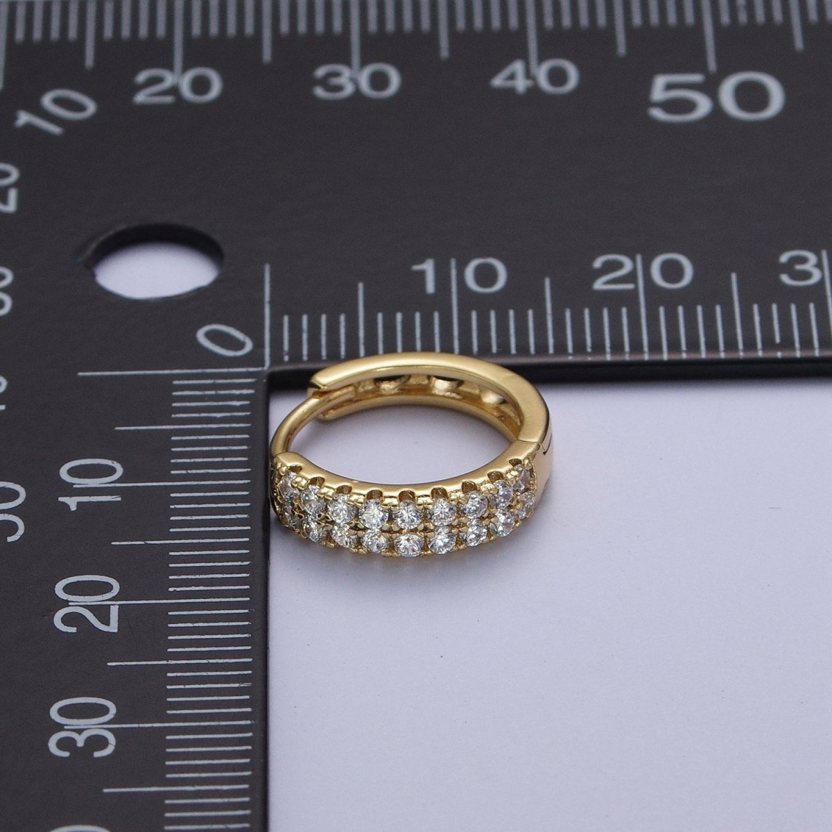 15.5mm Double Micro Paved CZ Huggie Hoop Cartilage Earrings in Gold & Silver | AD-050 AD-052