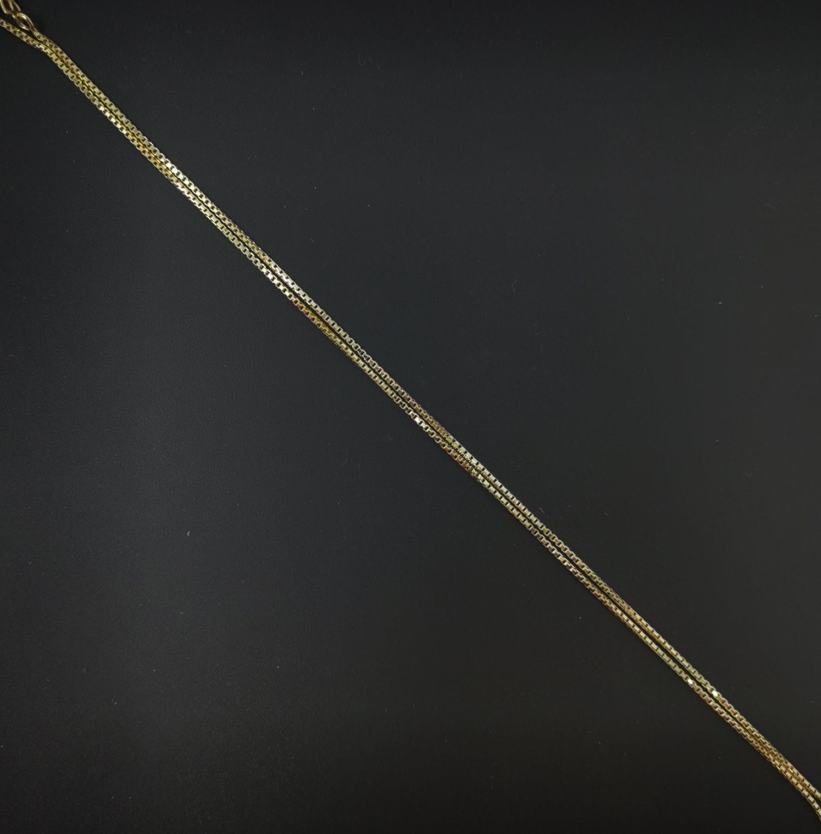 15.7 Inch Ready To Wear Chain, 14K Gold Plated Box Chain Necklace, Dainty 1mm Layering Box Necklace w/Spring Ring | CN-563 - DLUXCA