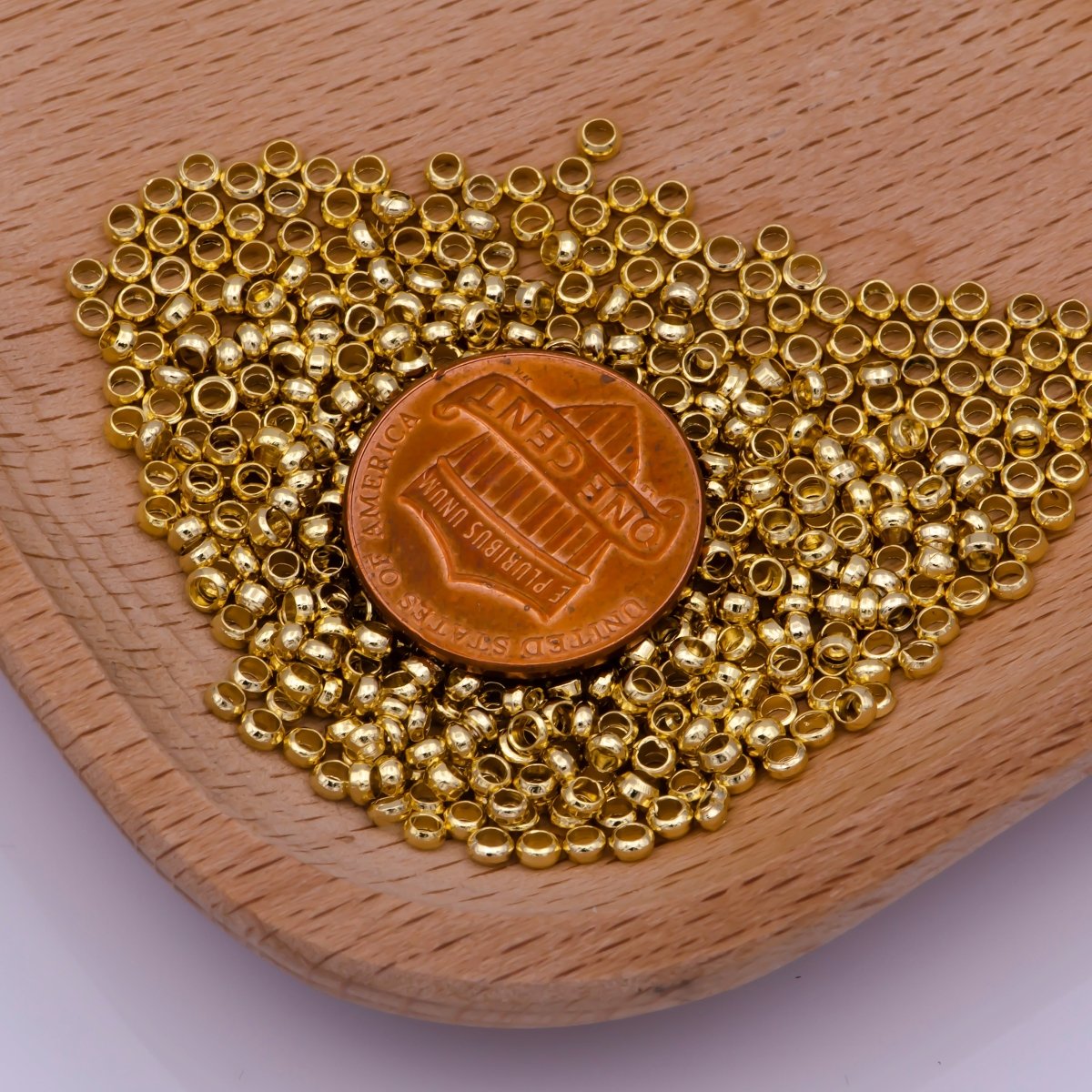 1.5mm, 2mm, 2.5mm 24k Gold Filled Crimp Beads, Crimp covers, Spacer Stopper Beads K-206 L-540 L-541 - DLUXCA