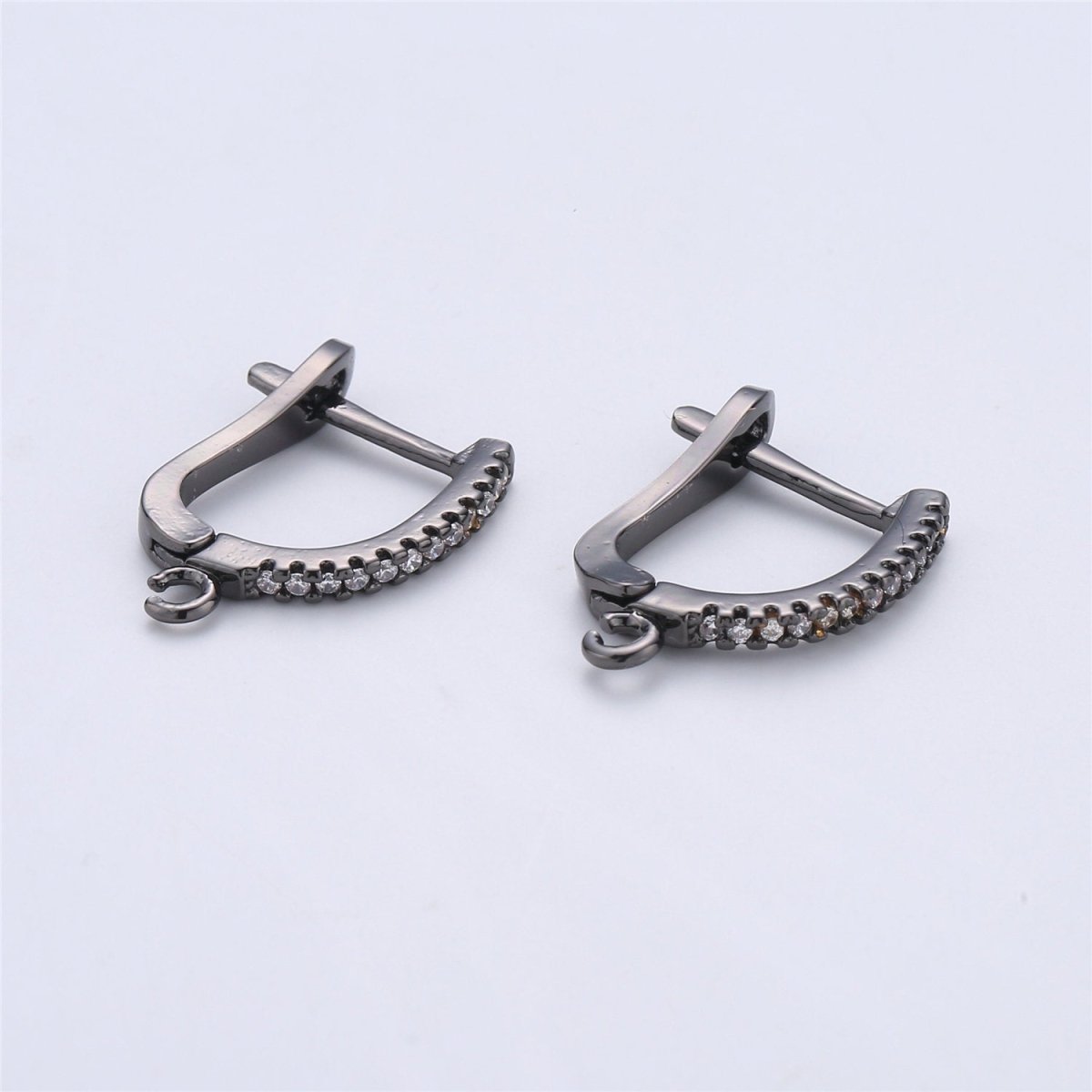 15mm Cubic one touch Earring w/ open link for Charm Rose Gold Silver Gold 18K gold Filled Lead, Nickel free, Lever back earring supply K-167 K-166