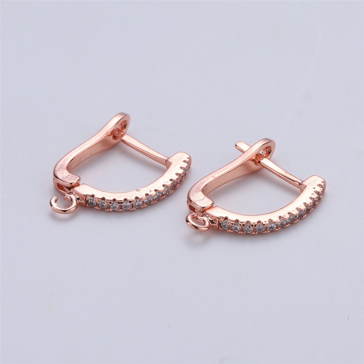 15mm Cubic one touch Earring w/ open link for Charm Rose Gold Silver Gold 18K gold Filled Lead, Nickel free, Lever back earring supply K-167 K-166