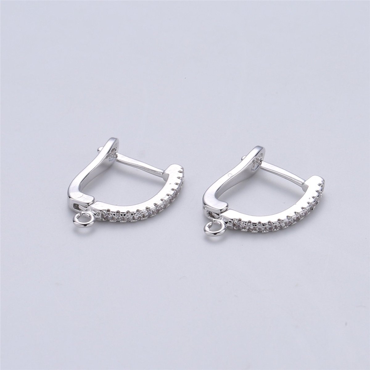 15mm Cubic one touch Earring w/ open link for Charm Rose Gold Silver Gold 18K gold Filled Lead, Nickel free, Lever back earring supply K-167 K-166
