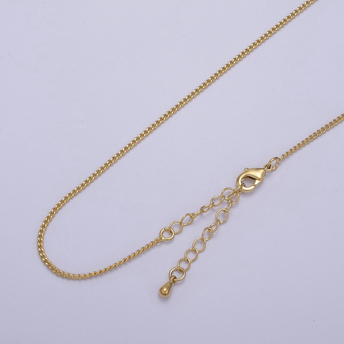 1.5mm Dainty Curb Chain 18 Inch Layering Necklace w. Extender in Silver & Gold | WA-435 WA-730 Clearance Pricing