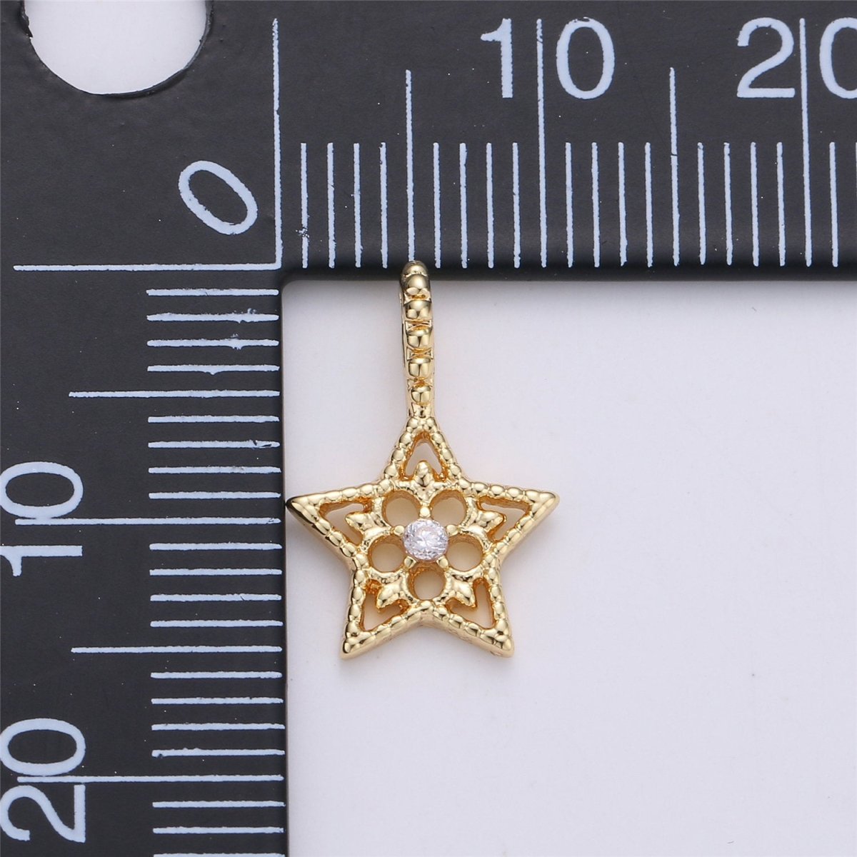 15mm Gold Star Charm Cubic Pendant Gold filled Dainty Star Charm for Necklace Earring charm, C-625 - DLUXCA