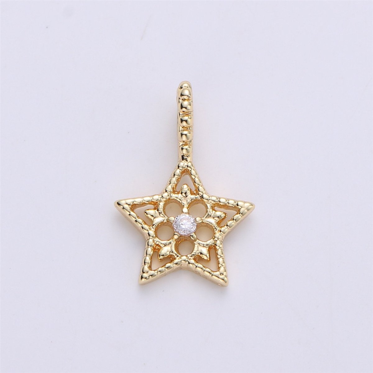 15mm Gold Star Charm Cubic Pendant Gold filled Dainty Star Charm for Necklace Earring charm, C-625 - DLUXCA