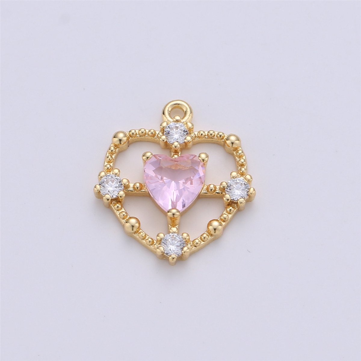 15x13mm Dainty Gold Filled Heart charm, micro pave heart, mini heart charms, heart pendant, cubic Charm Necklace Earring Bracelet C-591