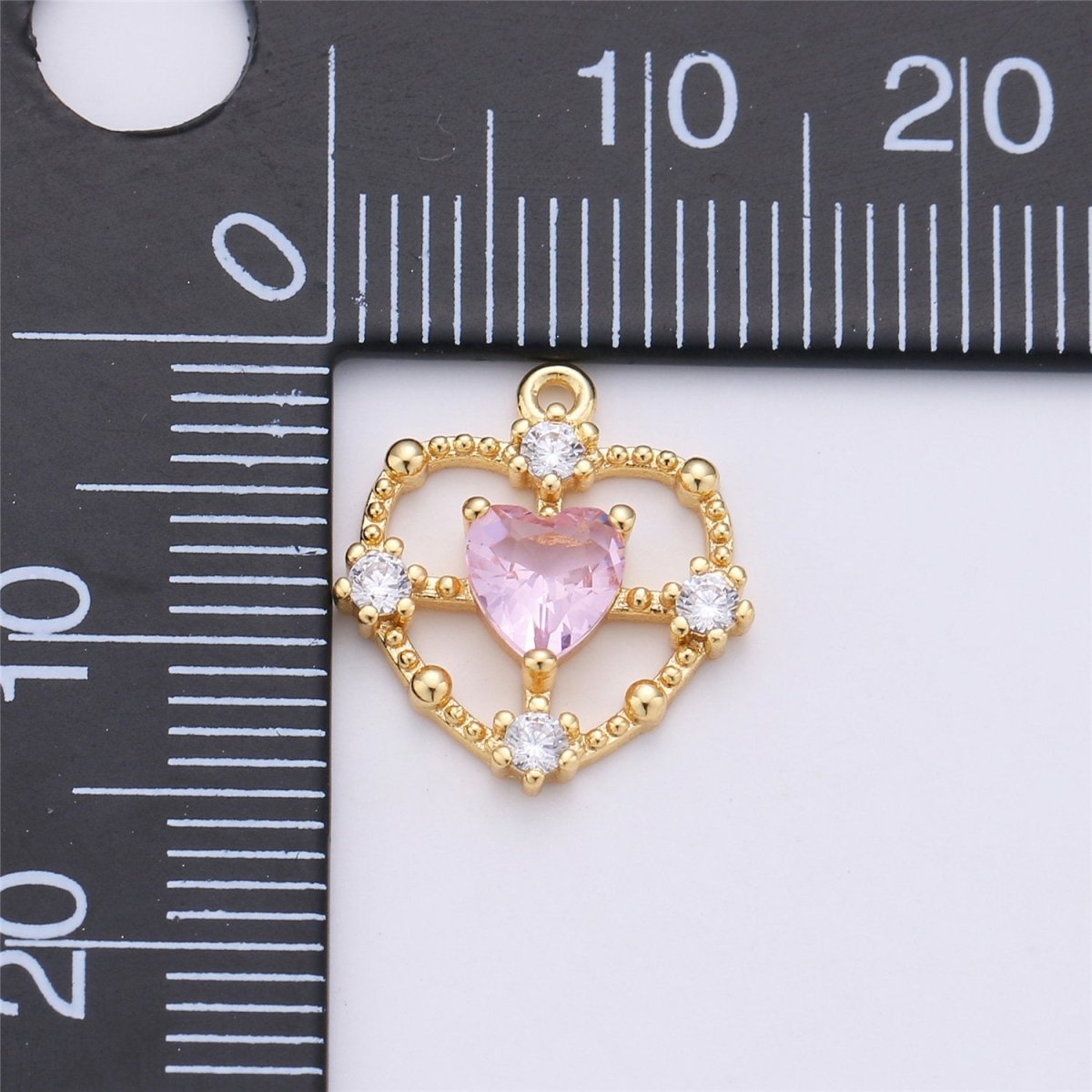 15x13mm Dainty Gold Filled Heart charm, micro pave heart, mini heart charms, heart pendant, cubic Charm Necklace Earring Bracelet C-591