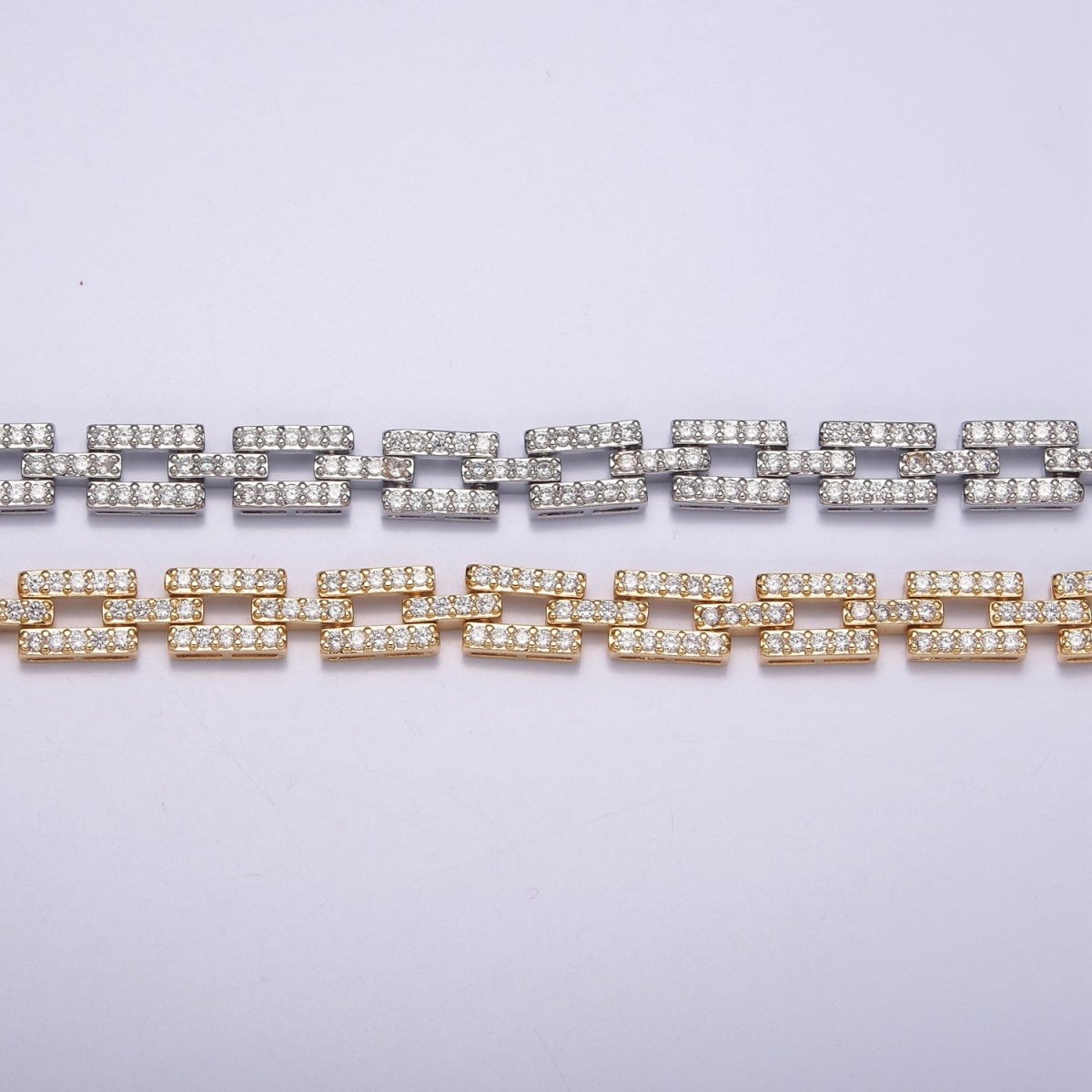 16 Inch Micro Pave CZ Cubic Zirconia Silver / Gold Unique Paper Clip Chain Necklace | WA-1008 WA-1009 Clearance Pricing