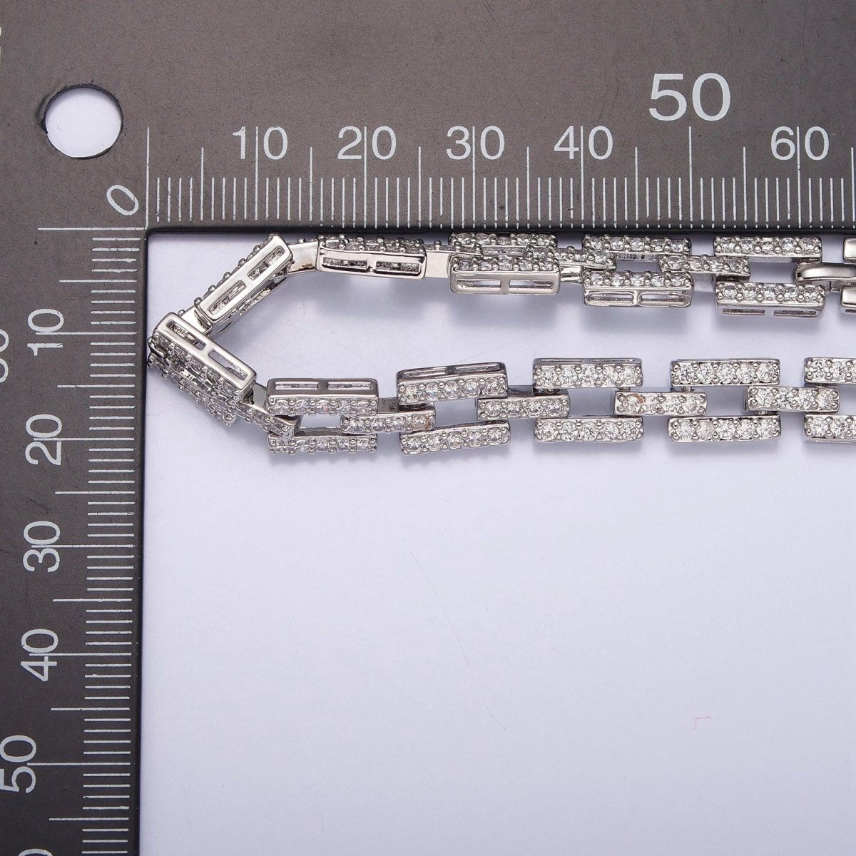 16 Inch Micro Pave CZ Cubic Zirconia Silver / Gold Unique Paper Clip Chain Necklace | WA-1008 WA-1009 Clearance Pricing