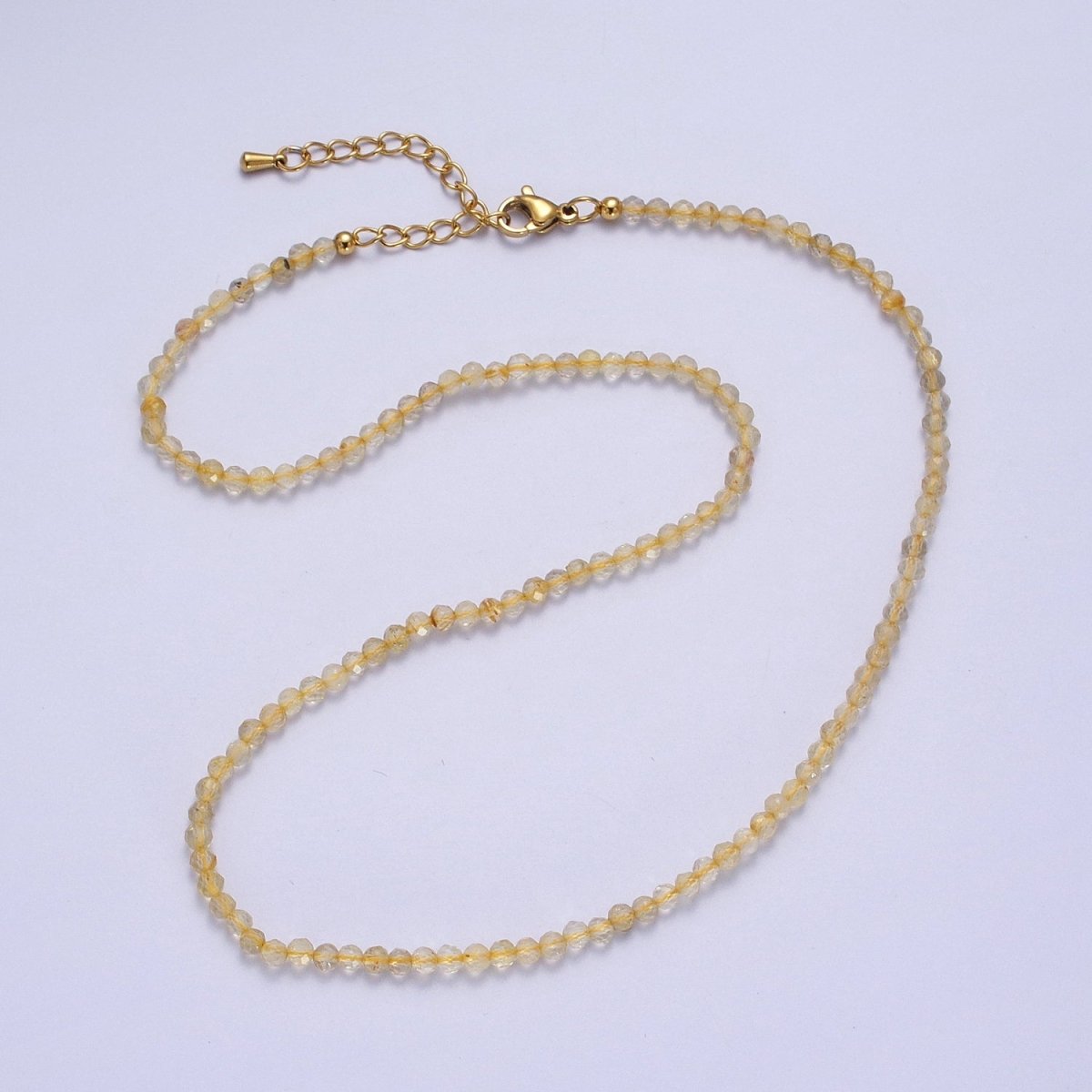 16 Inch Multifaceted 2.8mm Matte Gemstone Bead Necklace | WA-1469 - WA-1478 Clearance Pricing