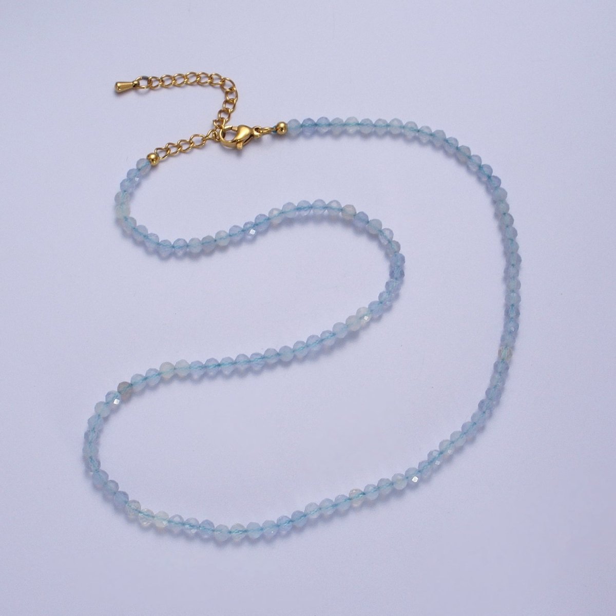 16 Inch Multifaceted 2.8mm Matte Gemstone Bead Necklace | WA-1469 - WA-1478 Clearance Pricing