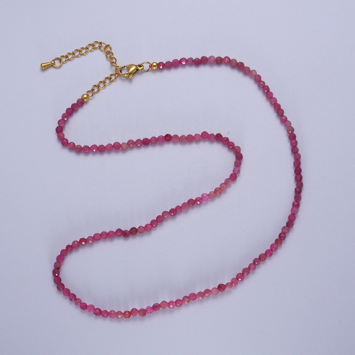 16 Inch Multifaceted 2.8mm Matte Gemstone Bead Necklace | WA-1469 - WA-1478 Clearance Pricing