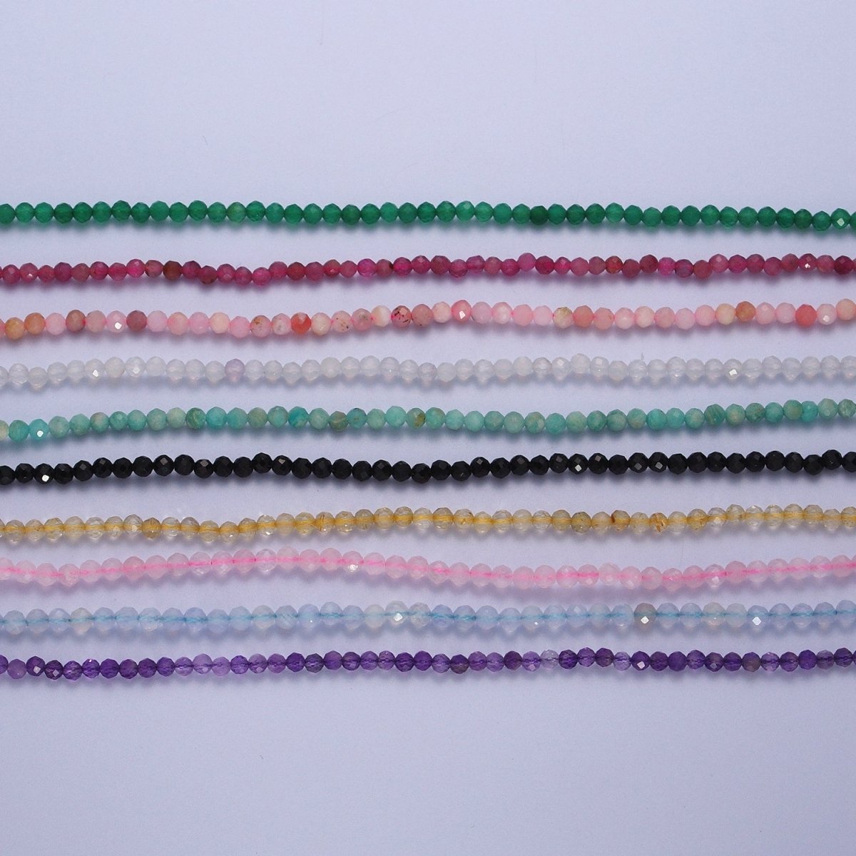 16 Inch Multifaceted 2.8mm Matte Gemstone Bead Necklace | WA-1469 - WA-1478 Clearance Pricing