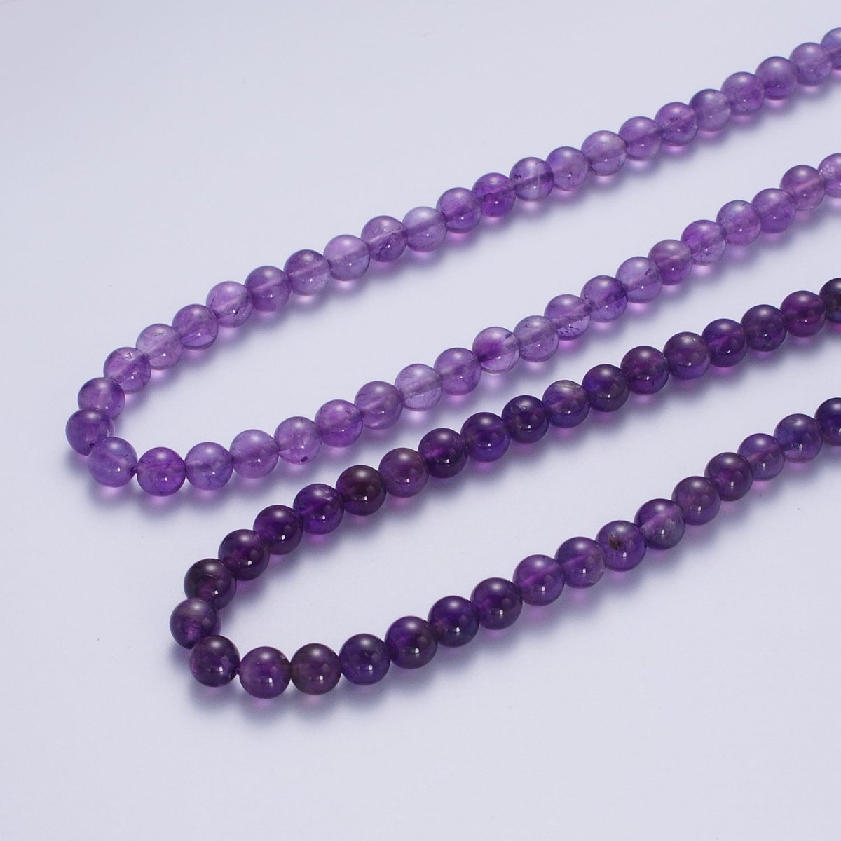 16 Inch Round Dark / Light Purple Amethyst 6.7mm Gemstone Choker Necklace | WA-1182 WA-1183 Clearance Pricing