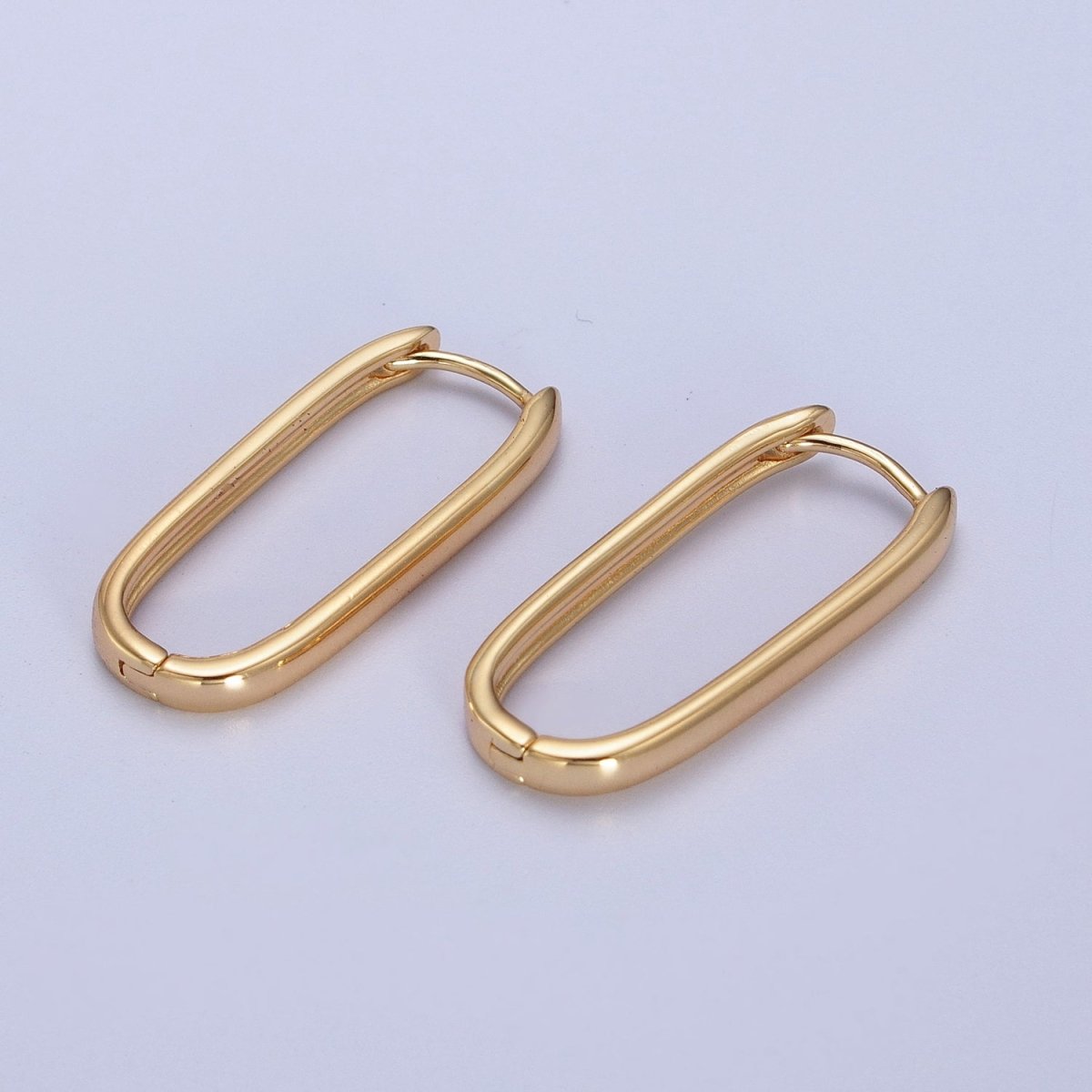 16K, 24K, 18K Gold Filled Oblong Rectangular Huggie Hoops Earring | AD-304 AD-305 AD-306