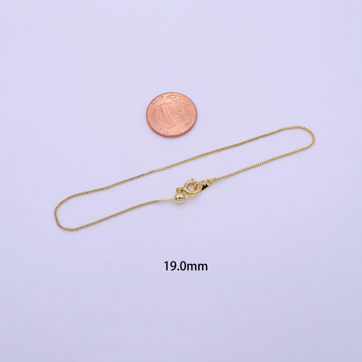 16K Gold Filled 0.8mm Adjustable Box Chain 7 Inch, 8 Inch Slider Bracelet | Z359 Z360