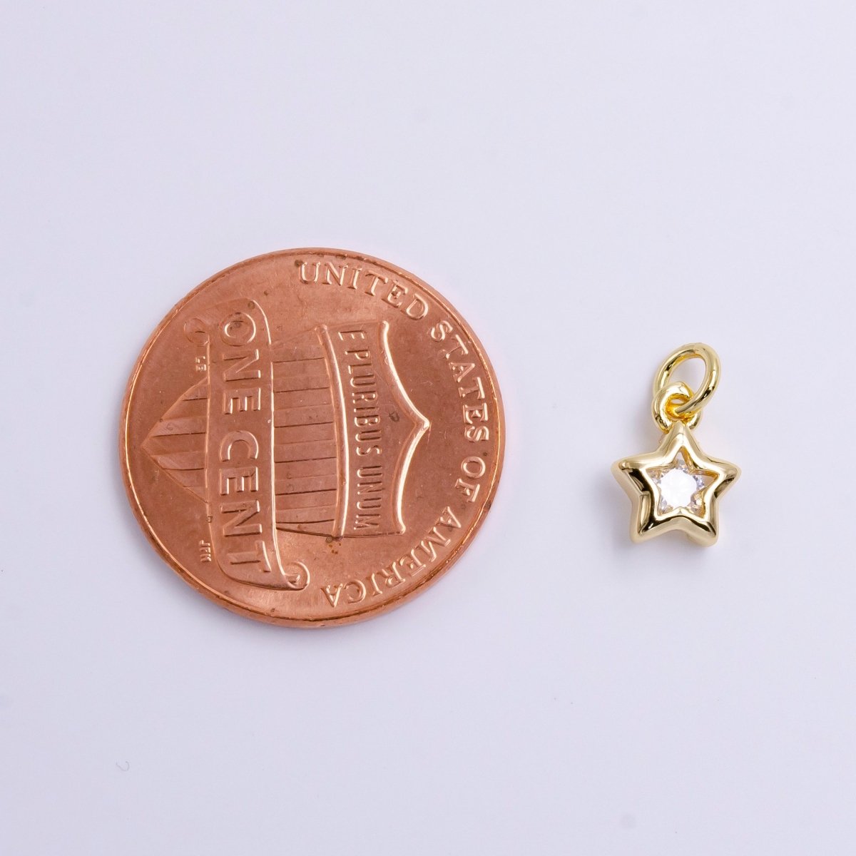 16K Gold Filled 10mm Clear CZ Celestial Star Bezel Add-On Charm | AC1461