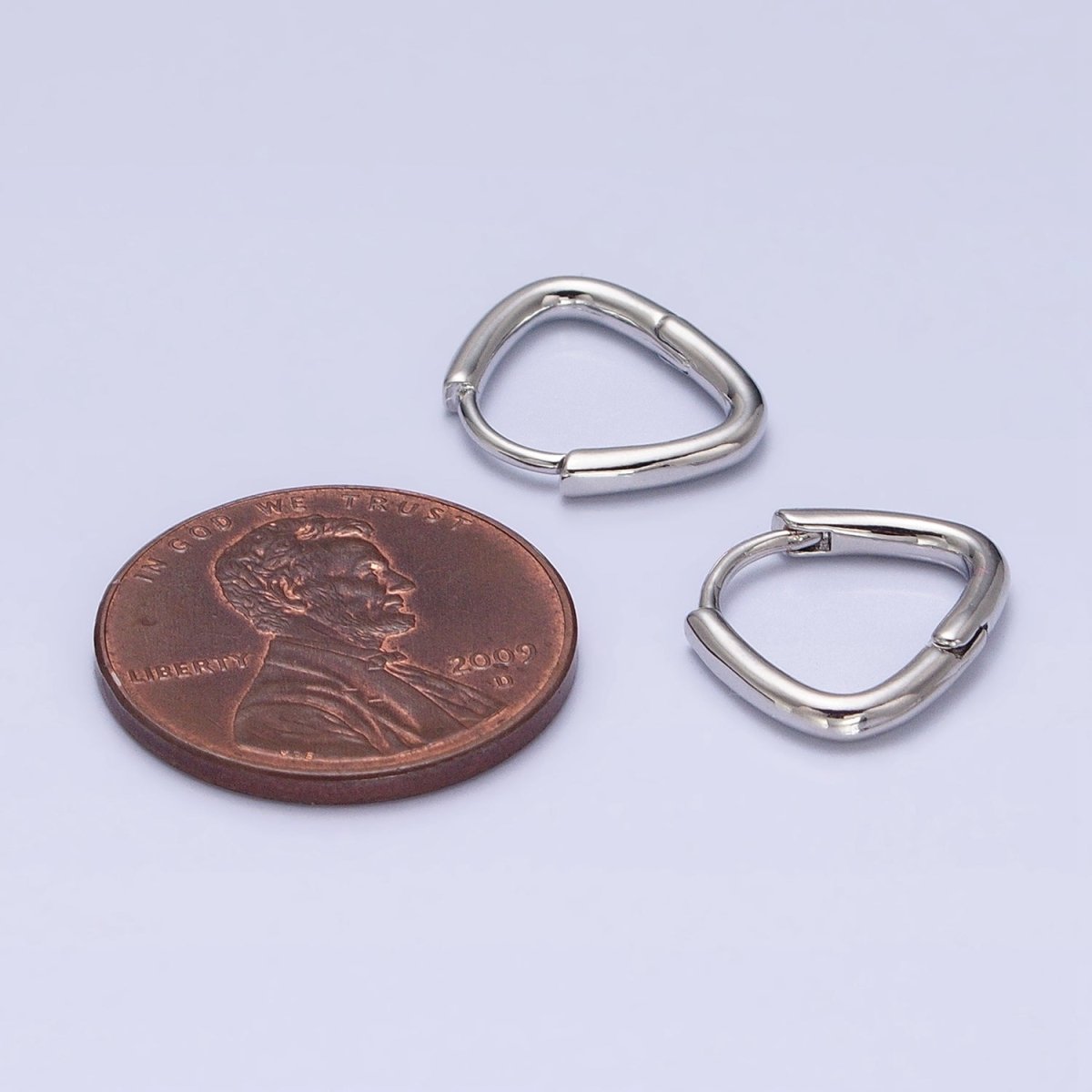 16K Gold Filled 11.5mm Triangle Minimalist Cartilage Huggie Earrings in Gold & Silver | AB825 AD823