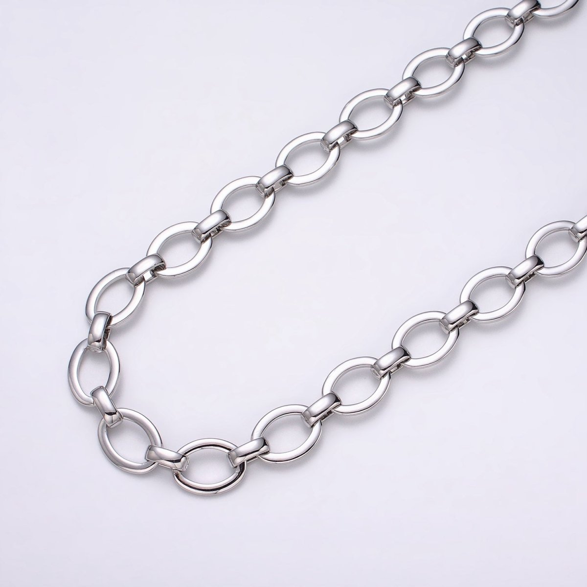 16K Gold Filled 12.5mm Oval Cable Unfinished Chain by Yard in Gold & Silver | ROLL-1223 ROLL-1224 Clearance Pricing