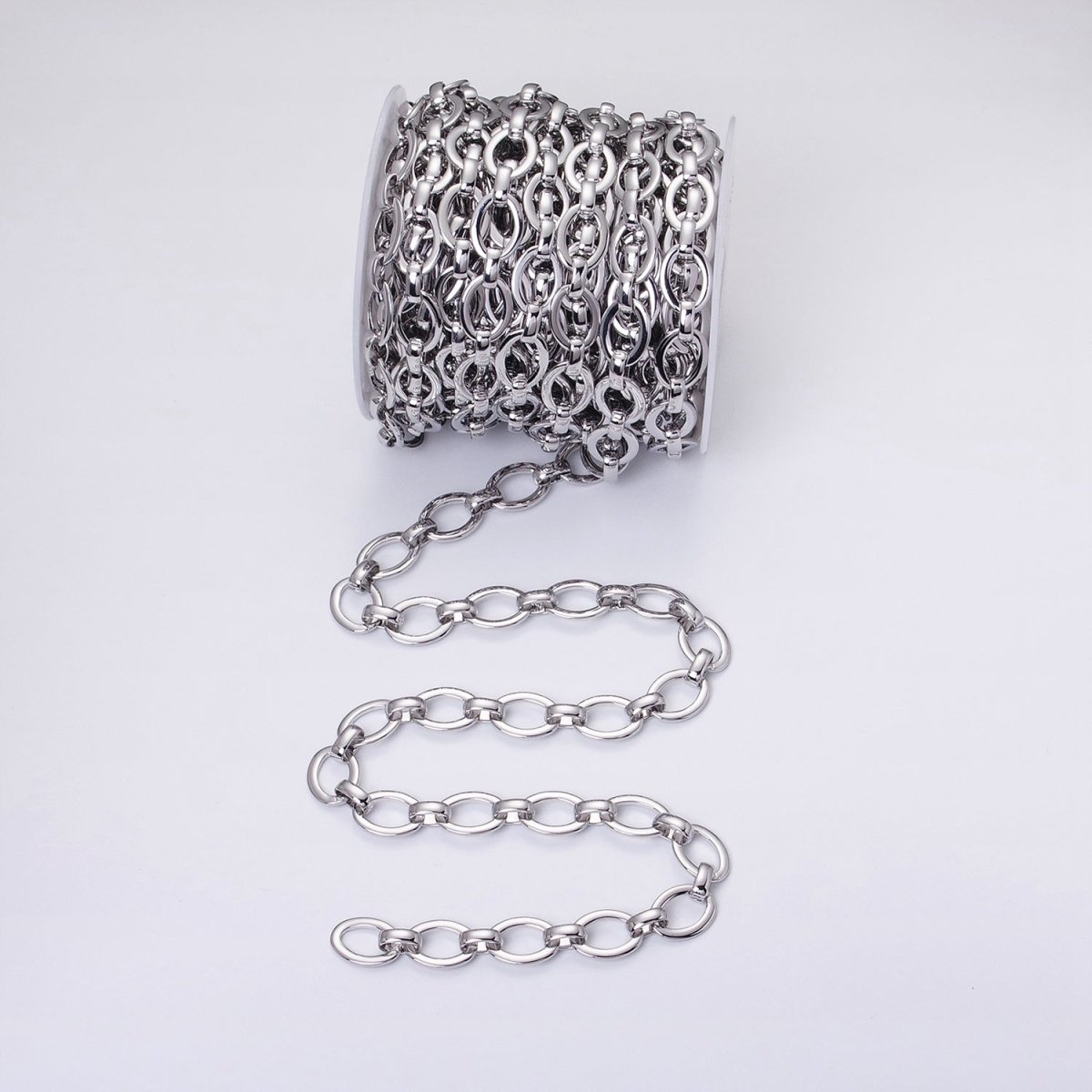 16K Gold Filled 12.5mm Oval Cable Unfinished Chain by Yard in Gold & Silver | ROLL-1223 ROLL-1224 Clearance Pricing