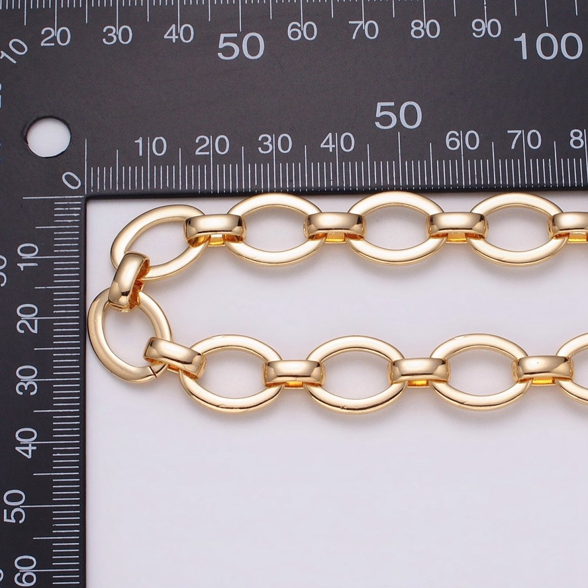 16K Gold Filled 12.5mm Oval Cable Unfinished Chain by Yard in Gold & Silver | ROLL-1223 ROLL-1224 Clearance Pricing