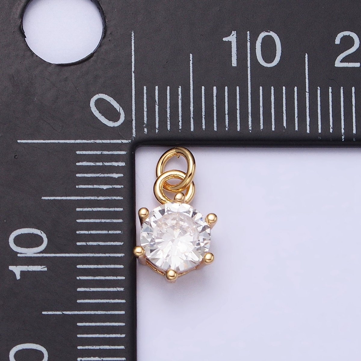 16K Gold Filled 12mm Clear Round Cubic Zirconia CZ Add-On Charm in Gold & Silver | AC1193 AC1194