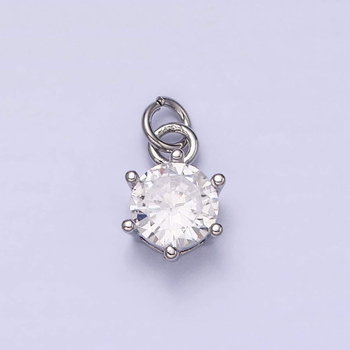 16K Gold Filled 12mm Clear Round Cubic Zirconia CZ Add-On Charm in Gold & Silver | AC1193 AC1194