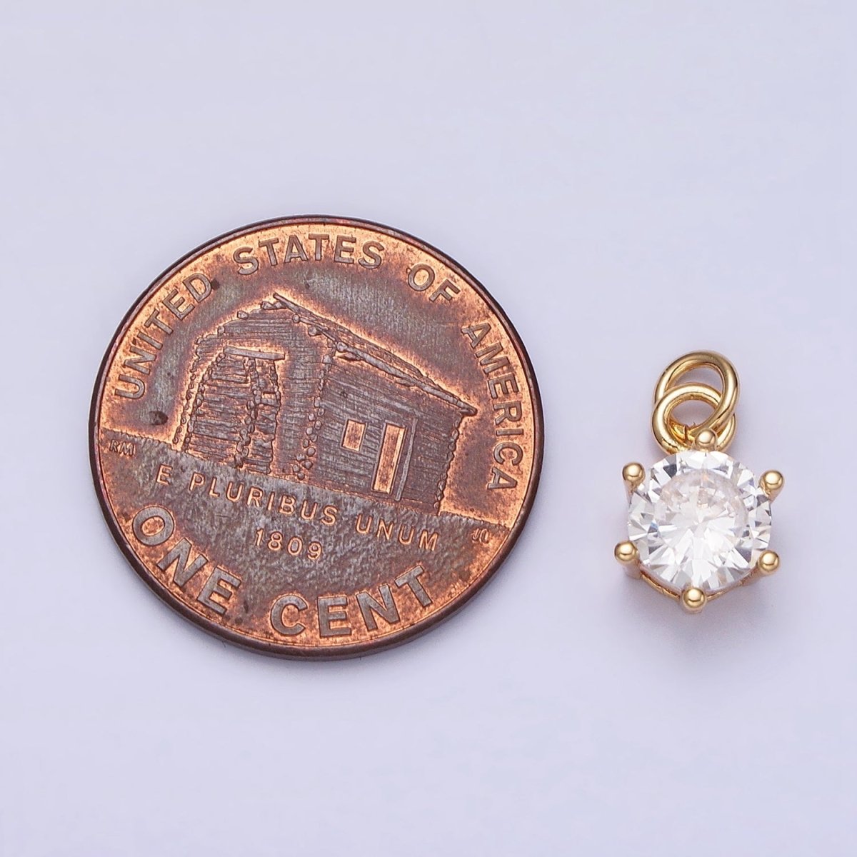 16K Gold Filled 12mm Clear Round Cubic Zirconia CZ Add-On Charm in Gold & Silver | AC1193 AC1194