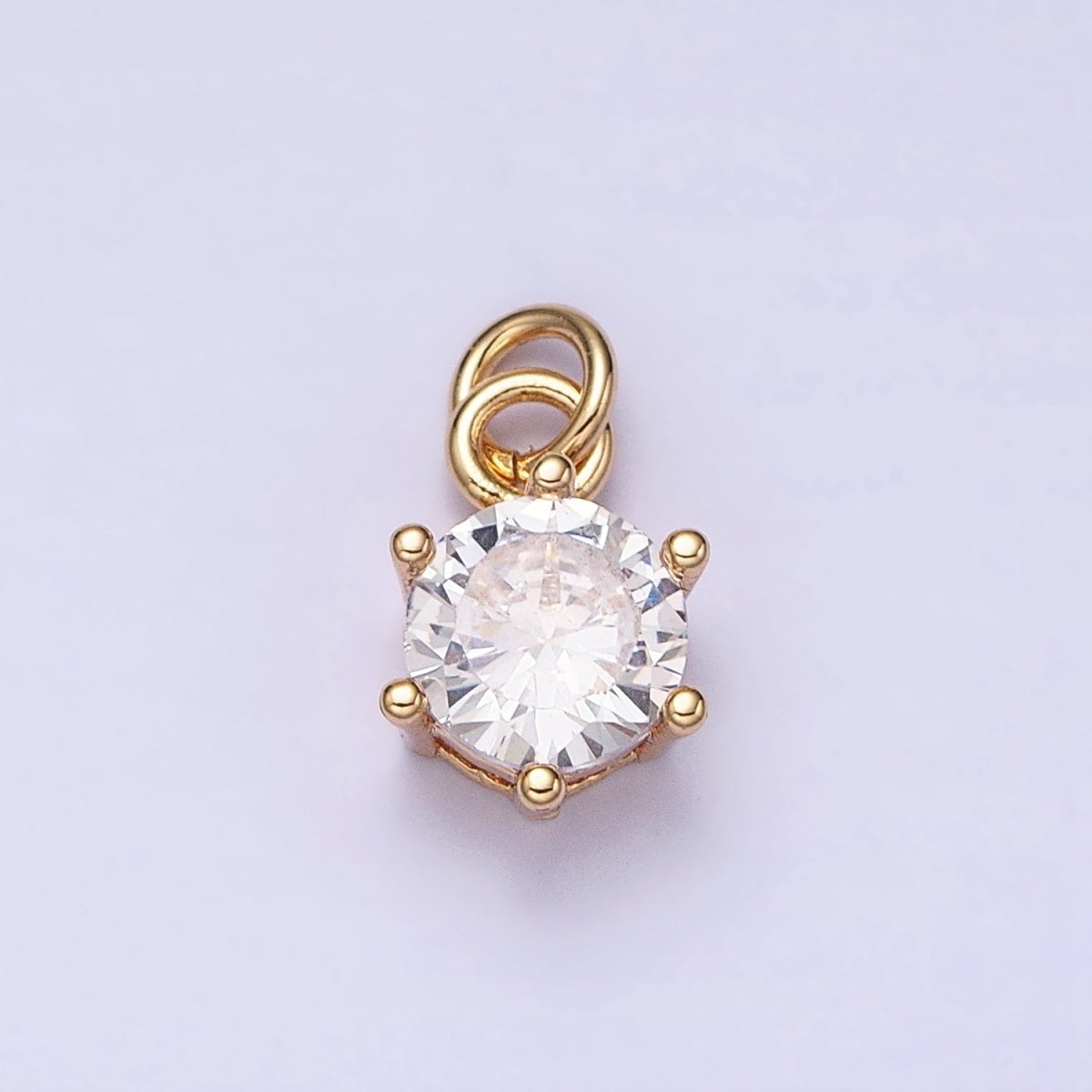 16K Gold Filled 12mm Clear Round Cubic Zirconia CZ Add-On Charm in Gold & Silver | AC1193 AC1194