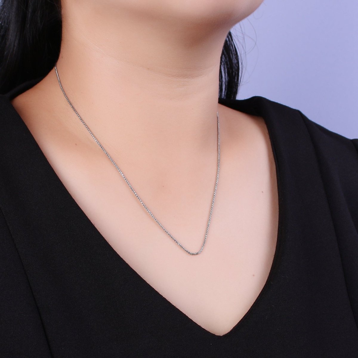 16K Gold Filled 1.2mm Dainty Box Chain 18 Inch Layering  Necklace w. Extender in Gold & Silver | WA-436 WA-437 Clearance Pricing