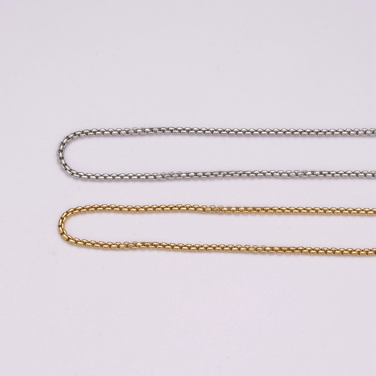 16K Gold Filled 1.2mm Dainty Box Chain 18 Inch Layering  Necklace w. Extender in Gold & Silver | WA-436 WA-437 Clearance Pricing
