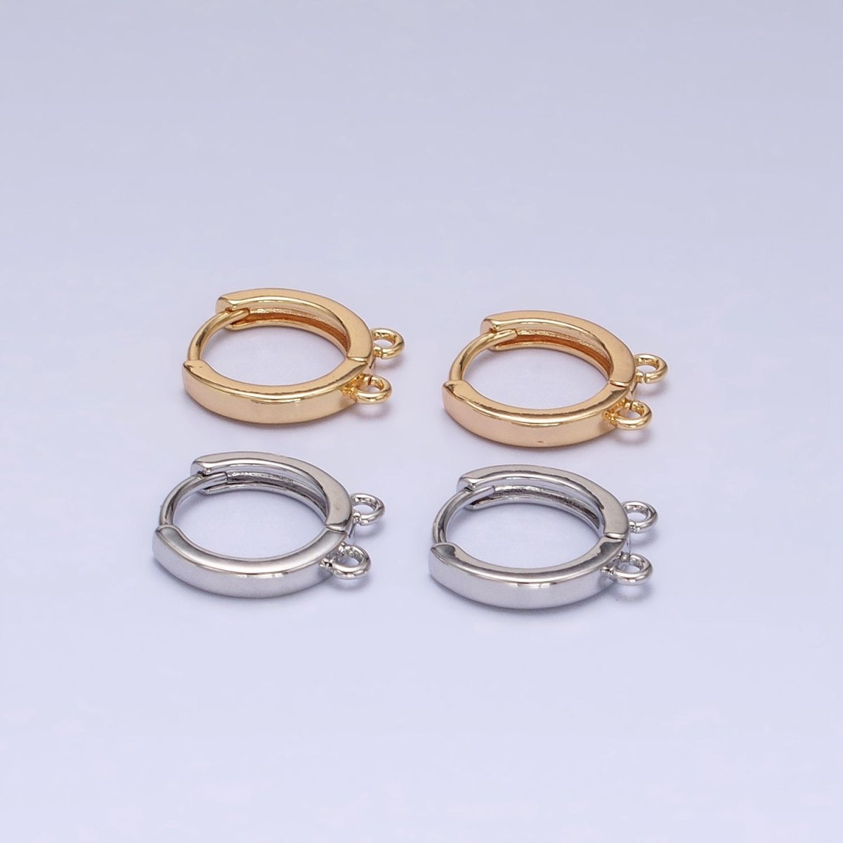 16K Gold Filled 13.5mm Thin Double Open Loop Huggie Earrings Supply in Gold & Silver | Z-225 Z-226