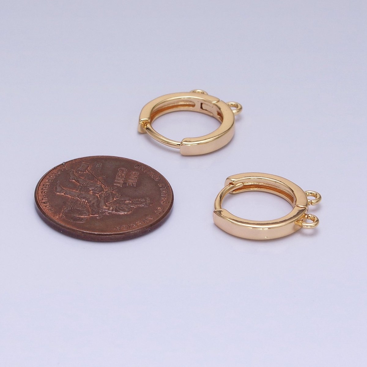 16K Gold Filled 13.5mm Thin Double Open Loop Huggie Earrings Supply in Gold & Silver | Z-225 Z-226