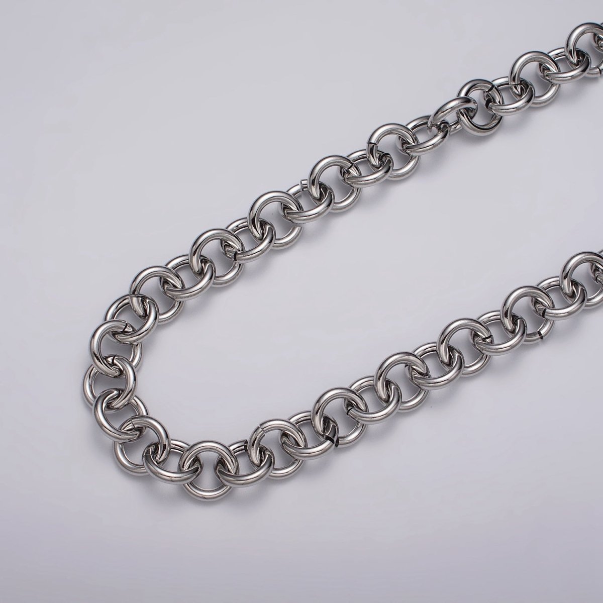 16K Gold Filled 13mm Rolo Statement Unfinished Chain by Yard in Gold & Silver | ROLL-1189 ROLL-1190 Clearance Pricing