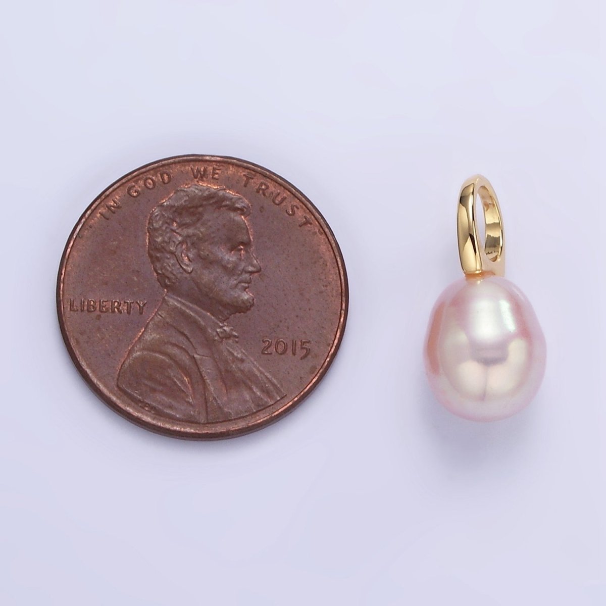 16K Gold Filled 15mm - 20mm Pink Freshwater Pearl Drop Pendant | P1887 - DLUXCA