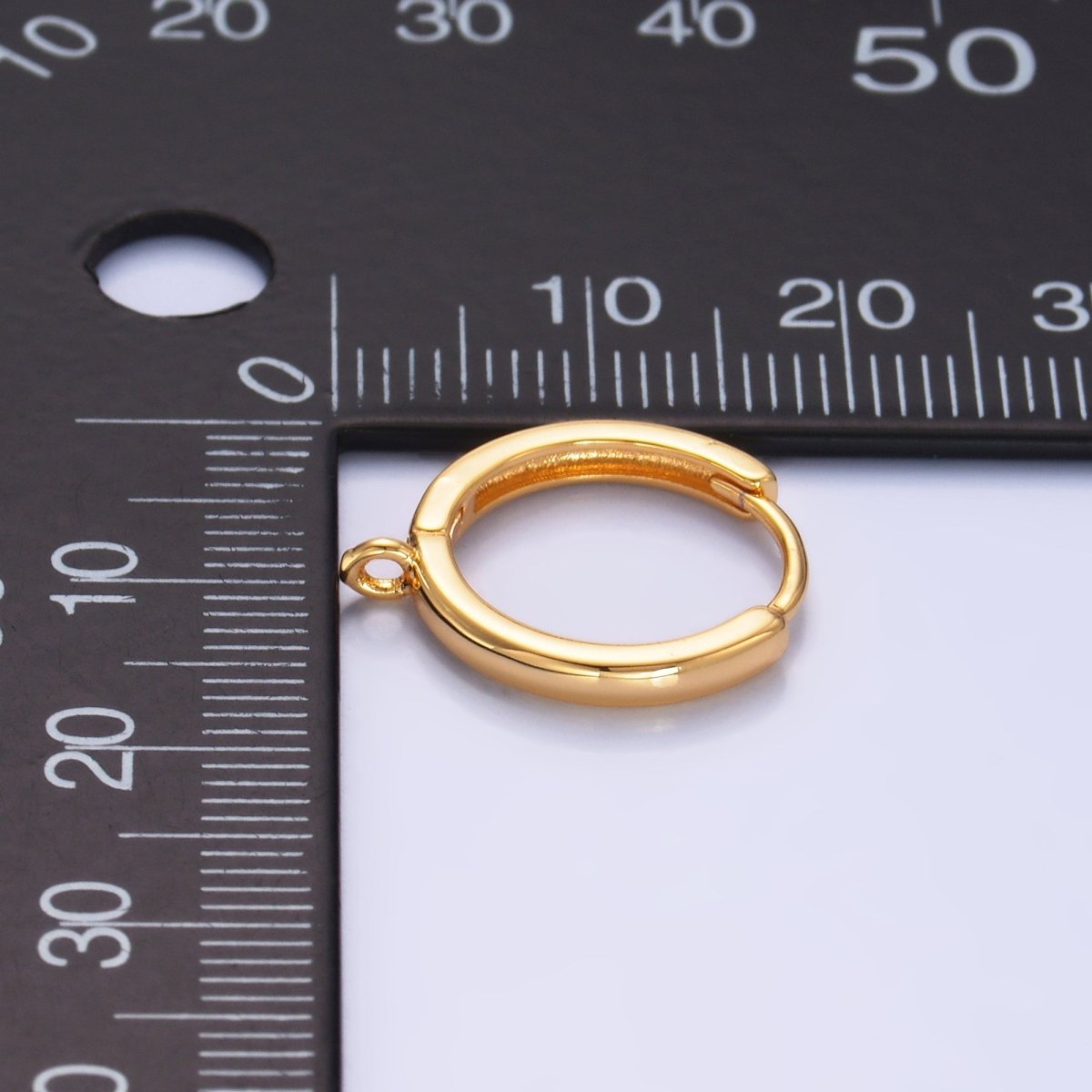 16K Gold Filled 15mm Minimalist Huggie Drop Open Loop Earring Findings | Z1036