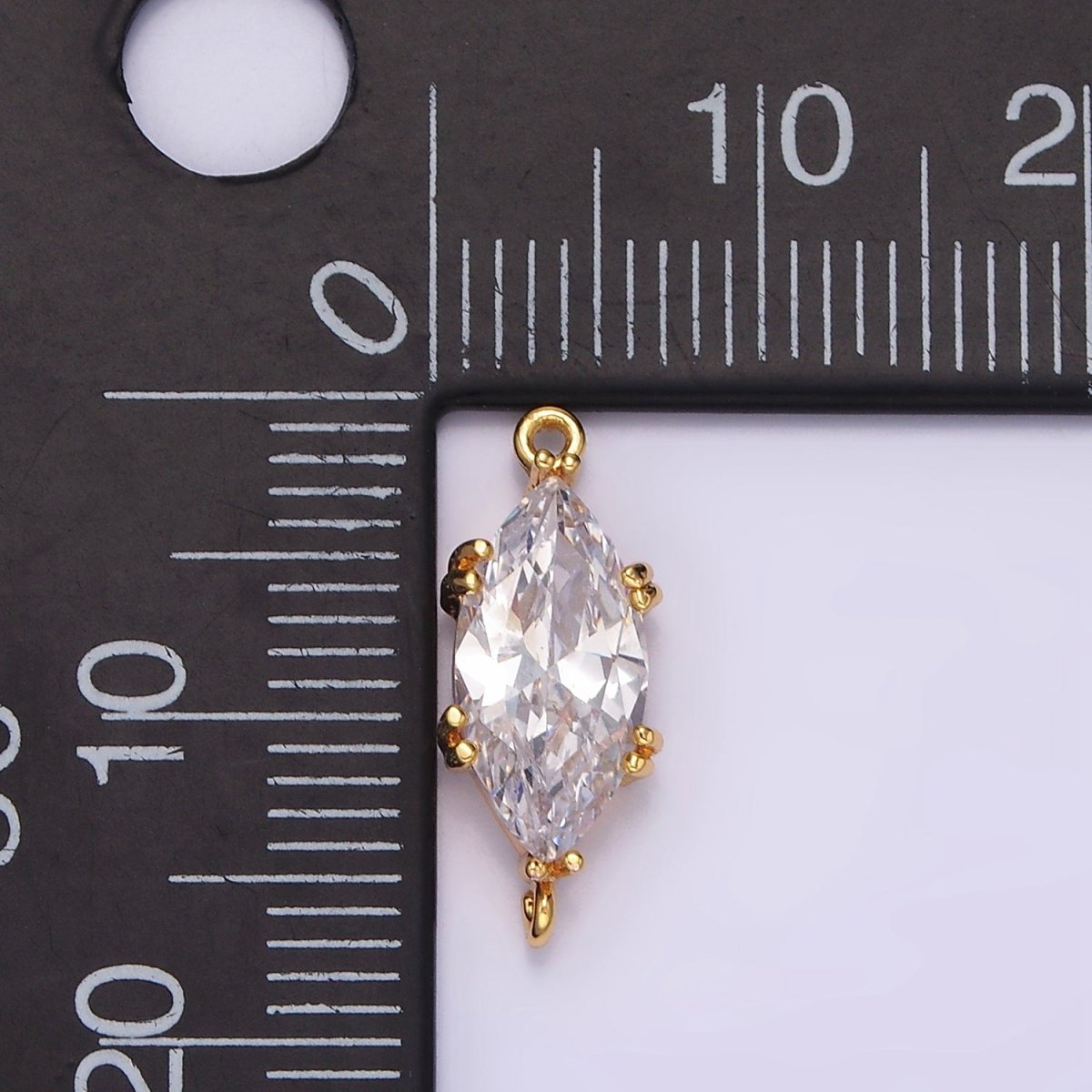 16K Gold Filled 16.5mm Clear Marquise CZ Connector | G-023 - DLUXCA