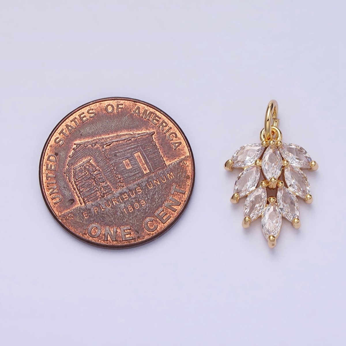16K Gold Filled 18.7mm Clear Marquise Leaf Geometric Charm in Gold & Silver | AC1195 AC1196 AC964 AC965