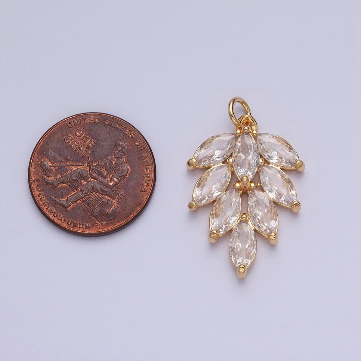 16K Gold Filled 18.7mm Clear Marquise Leaf Geometric Charm in Gold & Silver | AC1195 AC1196 AC964 AC965