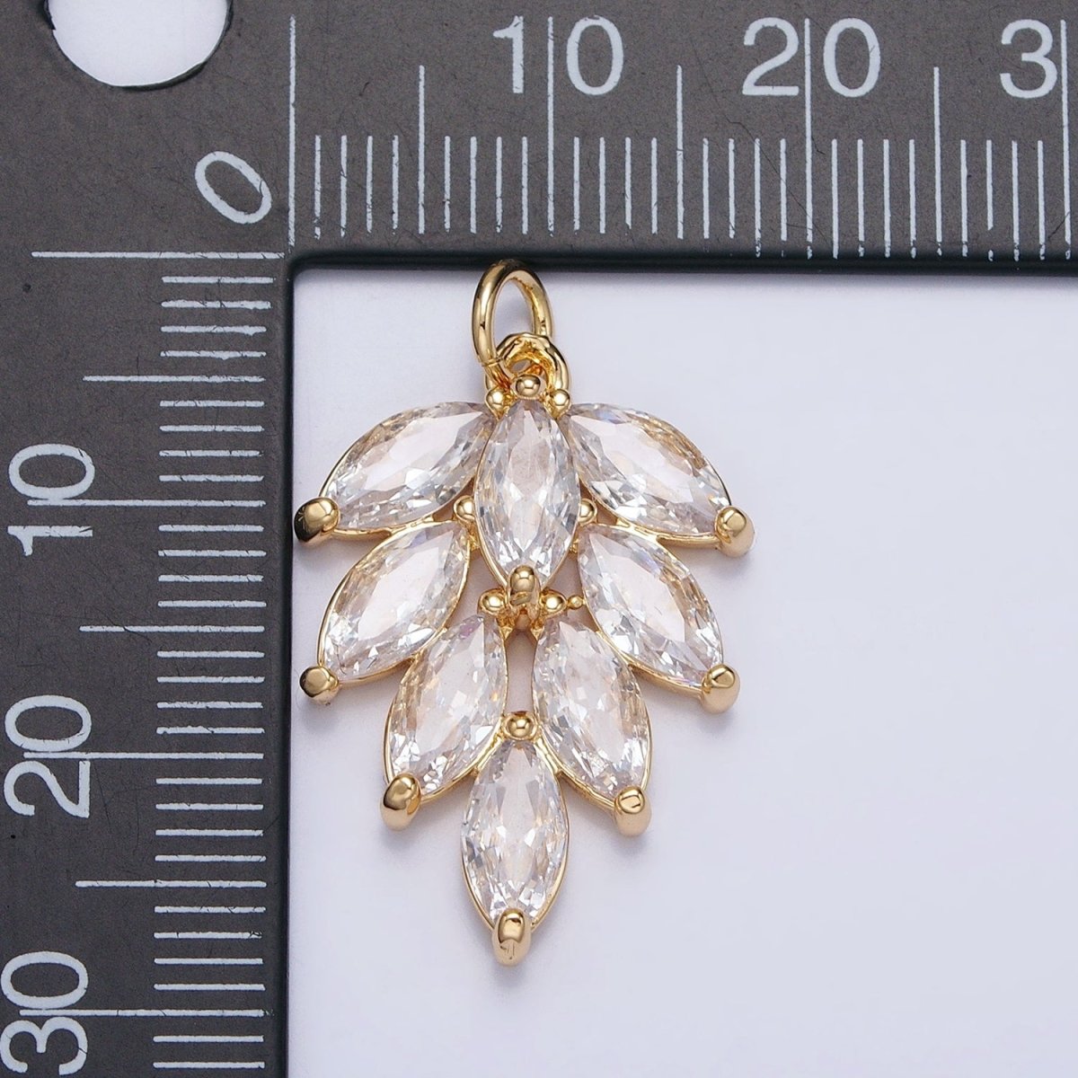 16K Gold Filled 18.7mm Clear Marquise Leaf Geometric Charm in Gold & Silver | AC1195 AC1196 AC964 AC965